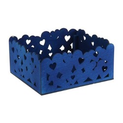 Подарочный ящик деревянный 18*15*9 см Сердца синий 230574
