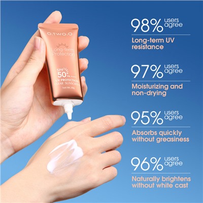 Солнцезащитный крем O.TWO.O Sunscreen SPF50 PA++++ Refreshing Oil-Free Formula UV Sun Protection 30 ml