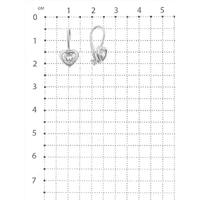 Серьги детские из серебра с фианитами родированные - Сердца
