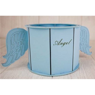 Кашпо флористическое деревянное (17*32*13 см) Ангел голубой 150912