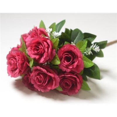 Искусственные цветы, Ветка в букете бутон роз с листом 9 веток (1010237)