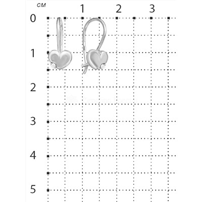 Серьги детские из серебра с фианитами родированные - Сердечки