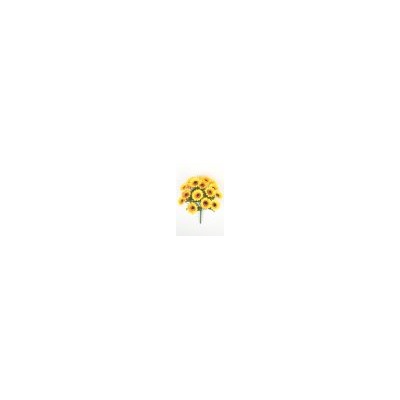 Искусственные цветы, Ветка в букете подсолнух 18 голов (1010237) желтый