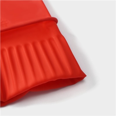 Перчатки хозяйственные латексные Доляна, размер M, 38 см, длинные манжеты, цвет красный