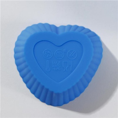Набор форм для выпечки силиконовых Доляна «Риб. Сердце», 3 шт, 9×4 см, 7×3,5 см, 5×2,5 см, цвет голубой