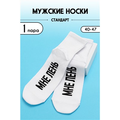 Носки стандарт мужские Мне лень Белый