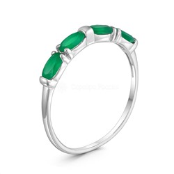 Кольцо женское из серебра с зелёным агатом родированное КА-075р409