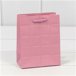 Подарочный пакет люкс бумажный 12*15*7 см Квадраты розовый 441250