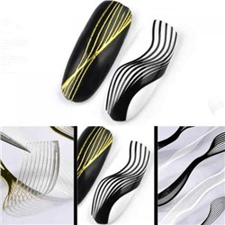 3D гибкая лента д/дизайна ногтей, воздушные волны ЧЕРНЫЕ-ЗОЛОТО