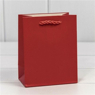 Подарочный пакет люкс бумажный 12*15*7 см Фактура красный 441709