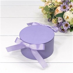 Подарочная коробка круглая 11*6 см Светлый пурпурно-синий с лентами 446965с