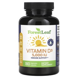 Forest Leaf Vitamin D3, 125 mcg (5,000 IU), 180 Vegetable Capsules