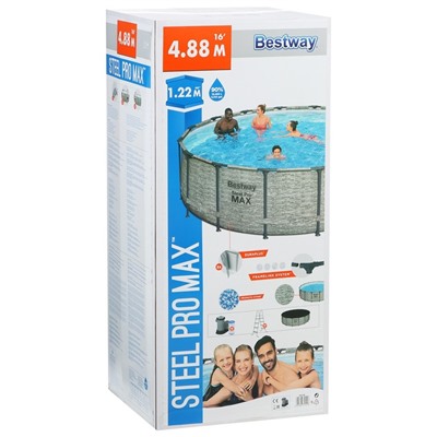 Бассейн каркасный Pool Set, 488 х 122 см, фильтр-насос, лестница, тент 5619E