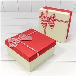Набор подарочных коробок 3 в 1 квадрат 19.5*19.5*9.5 см С полосатым бантиком ассорти 442036
