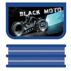 Пенал 4-х ств. 190х120 мм ПО-05 "BLACK MOTO" большой с откидной планкой Пчелка {Россия}