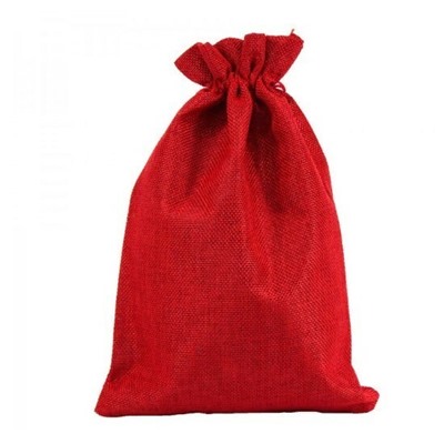 Мешочек подарочный лен искусственный 20*30 см Однотонный красный 446951к