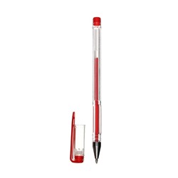 Ручка гелевая, 0.5 мм, красный, прозрачный корпус