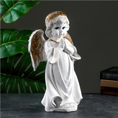 Фигура "Ангел в молитве", белое золото, 17,5х15,5х35см