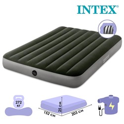 Матрас надувной Prestige Downy Bed, 152 х 203 х 25 см, насос на батарейках, 64779 INTEX