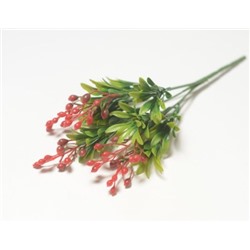 Искусственные цветы, Ветка в букете пластиковая ягода 5 веток (1010237) красный