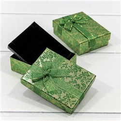 Подарочная коробка ювелирная С бантом 9*7*3 см Цветы блестящие зеленый 443283