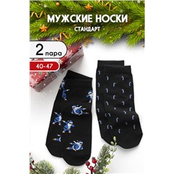 Носки стандарт мужские Новогодние 2 пары Синий