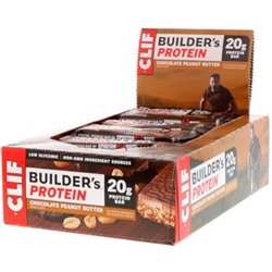 Clif Builder's Protein Bar, Chocolate Peanut Butter, 12 Bars, 2.4 oz (68 g) Each