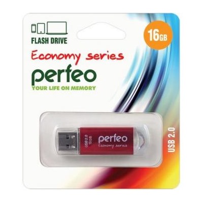 USB-флеш-накопитель PERFEO 16GB E01 Red economy series Perfeo {Китай}