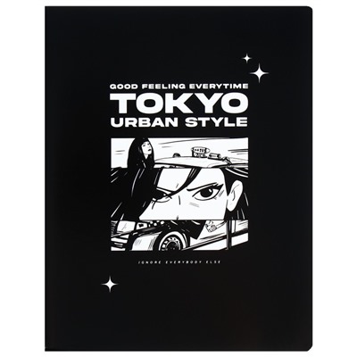 Тетрадь 96 листов в клетку на скрепке Аниме. Tokyo, обложка мелованный картон, ВД-лак, МИКС