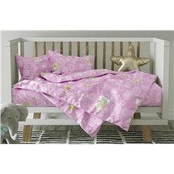 Детское постельное белье бязь мишки на облаках вид 7 розовый