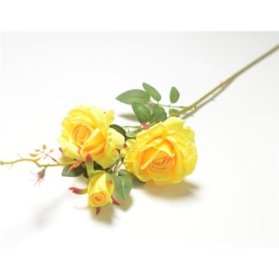 Искусственные цветы, Ветка розы 2 головы и 1 бут. (1010237)