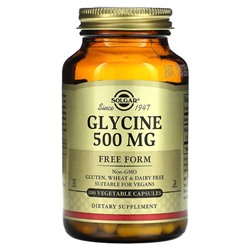 Solgar Glycine, 500 mg, 100 Vegetable Capsules