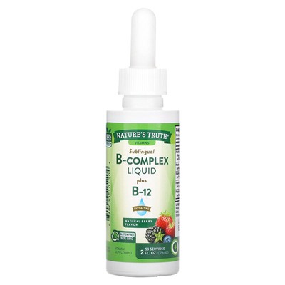 Nature's Truth Vitamins, Sublingual B-Complex Liquid Plus B-12, Natural Berry, 2 fl oz (59 ml)