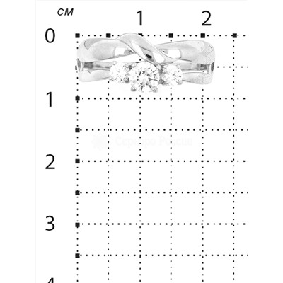 Кольцо из серебра с фианитами родированное