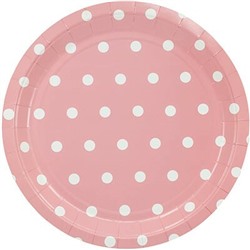 Тарелка бумажная Горошек розовый 23 см 6 шт 1502-3924