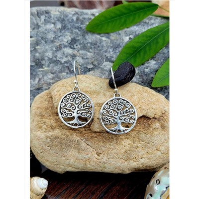 Серебряные серьги с дизайном в виде Дерева, 4.01 г; Silver earrings with Tree Design, 4.01 g