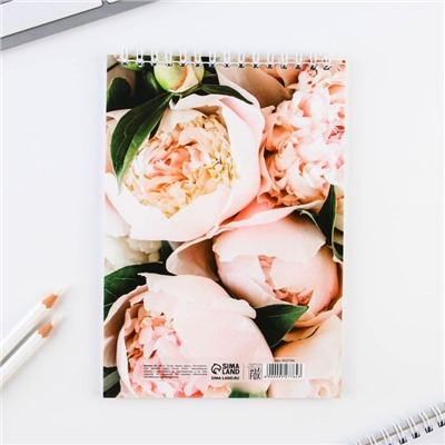 Блокнот «Цветы» , формат А5, 40 листов, картонная обложка мягкая