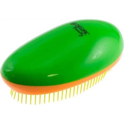 Щётка DBT-01 массажная, для легкого расчесывания волос, овальн, зелено-оранж-жёл