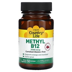 Country Life Methyl B12, Berry, 3,000 mcg, 50 Lozenges