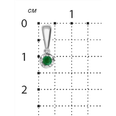 Подвеска из серебра с изумрудом родированная