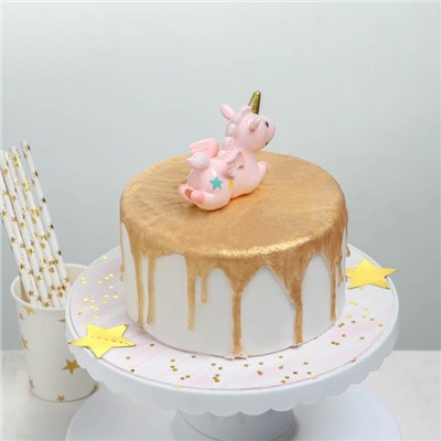 Топпер для торта «Единорог», 8,7×3,5×7 см, цвет розовый