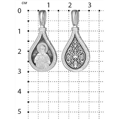 Подвеска религиозная из серебра с частичным чернением - св.Матрона