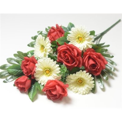 Искусственные цветы, Ветка в букете веерная роза+гербера (1010237) (50)