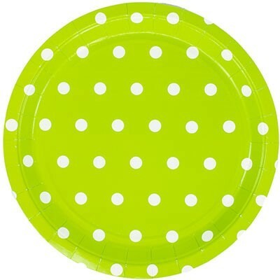 Тарелка бумажная Горошек светло-зеленая 23 см 6 шт 1502-3926