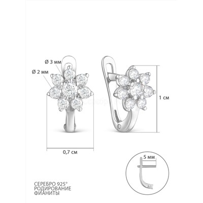 Серьги детские из серебра с фианитами родированные