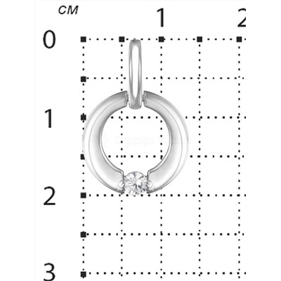 Подвеска из серебра с фианитом родированная