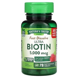 Nature's Truth Vitamins, Fast Dissolve, Ultra Biotin, Natural Berry, 5,000 mcg, 78 Fast Dissolve Tablets