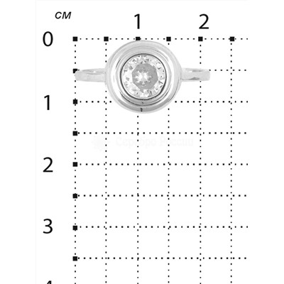 Кольцо из родированного серебра с фианитом