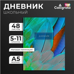 Дневник для 5-11 классов, "Перья 2", твердая обложка 7БЦ, матовая ламинация, выборочный лак, 48 листов