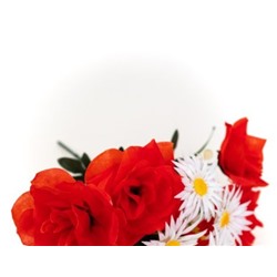 Искусственные цветы, Ветка в букете смешанная роза+ромашка 11 веток (1010237)